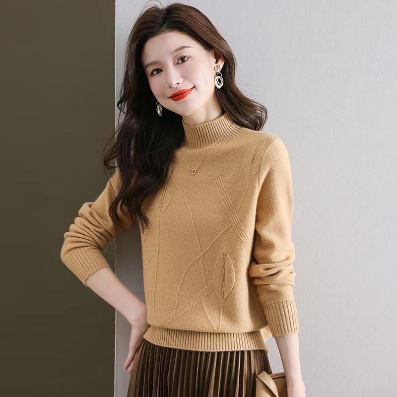 Women's 100% Pure Wool Half-High Collar Sweater