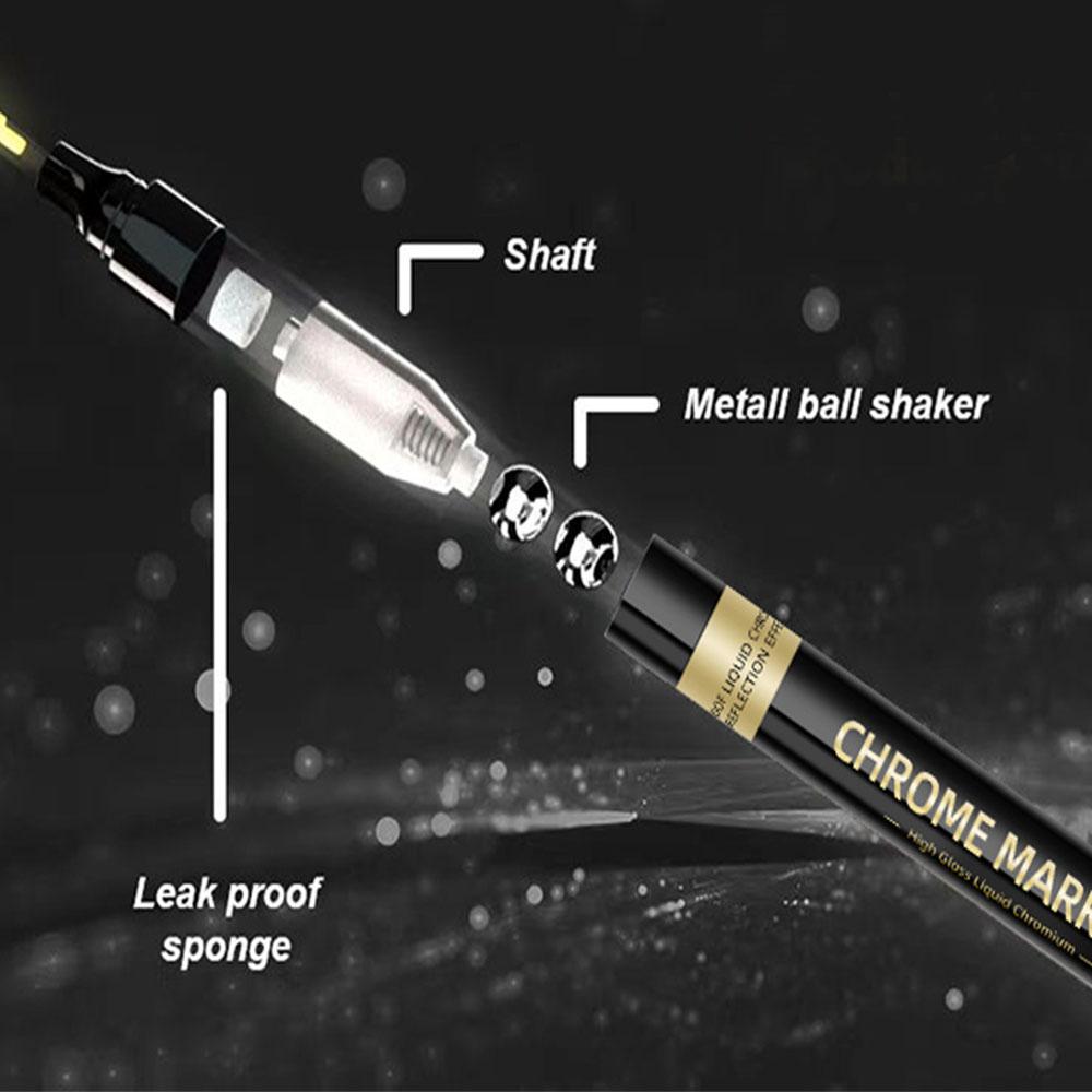 Chrome Mirror Marker Pen 0.7/1/2mm DIY Reflective Art Paint Pen Permanent Color Markers Gold Silver Bronze Marker Car Styling