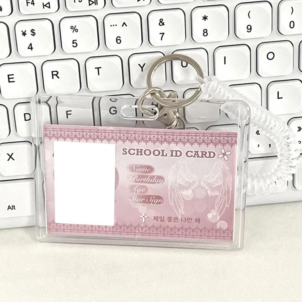1pc School Card Access Card Holder Acrylic Transparent Protective Sleeve ID Card Bus Meal Worker ID Card Holder
