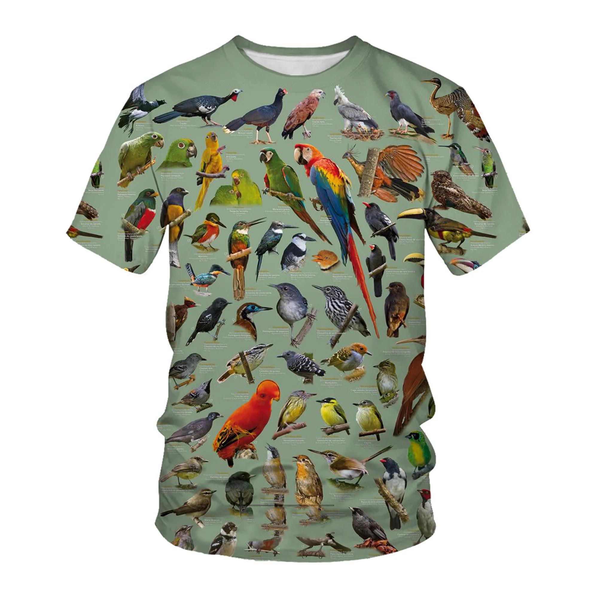 

Нові тенденції моди Літня чоловіча футболка з 3D-принтом, одяг з принтом комах, птахи, метелики, хараджуку, повсякденний одяг, топ унісекс 5XL чорний