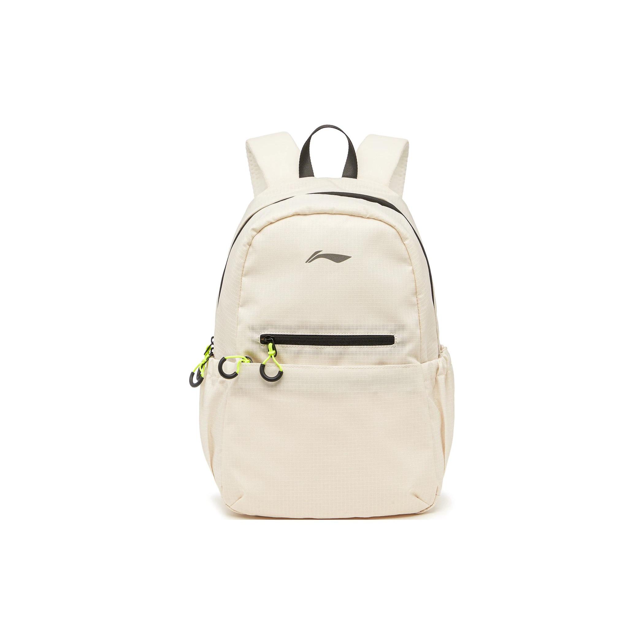

Li Ning Running Series Logo Zipper Waterproof Technology Polyester Backpack Unisex backpack Off-White ABSU109-2 Ecru