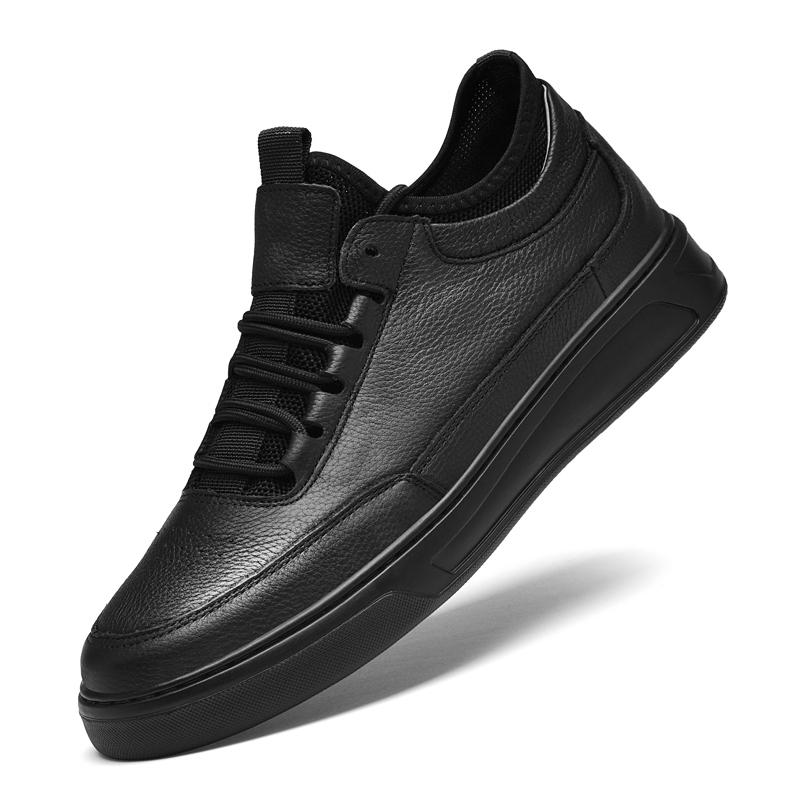 

Модный новый приход Повседневная обувь для мужчин Натуральная кожа Мужская вулканизированная обувь Дышащая Износостойкая Мужская Нескользящая Обувь для ходьбы 45 чёрный