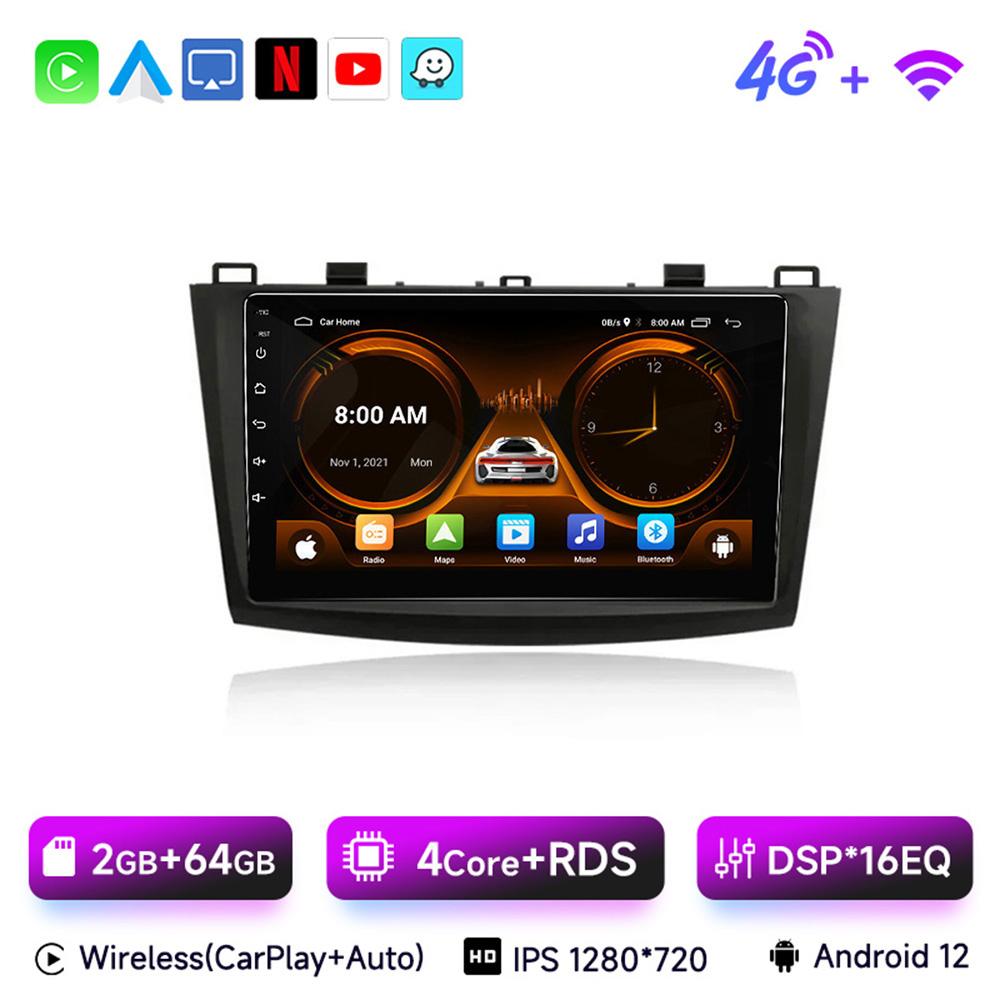 2 Din Car Radio for Mazda 3 2009 2010 2011 2012 2013 Android 13 Multimedia Player 4G GPS Navigation Carplay DVD Head Unit