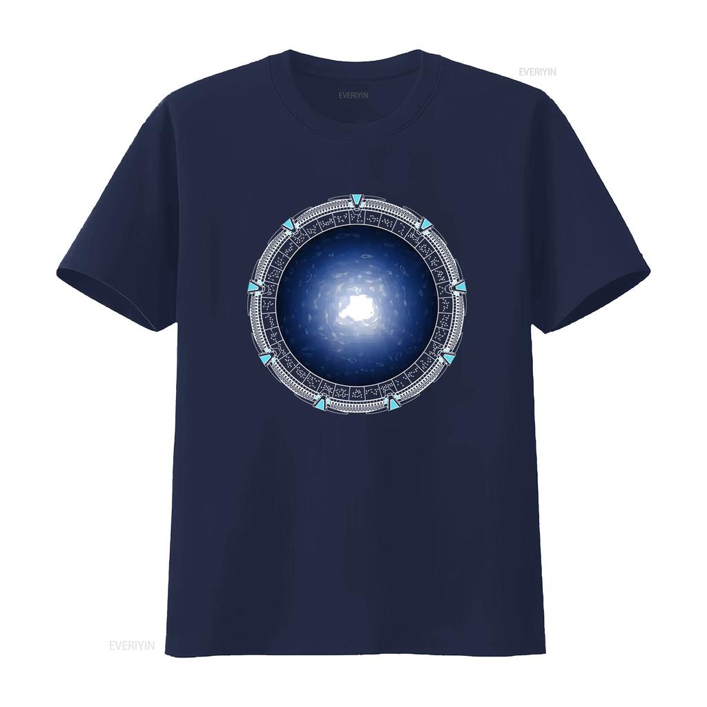 Stargate Atlantis Inspired Colorful Adult T Shirt Sci Fi Portal Design for Fans vintage Washed Slightly streetwear Stylish