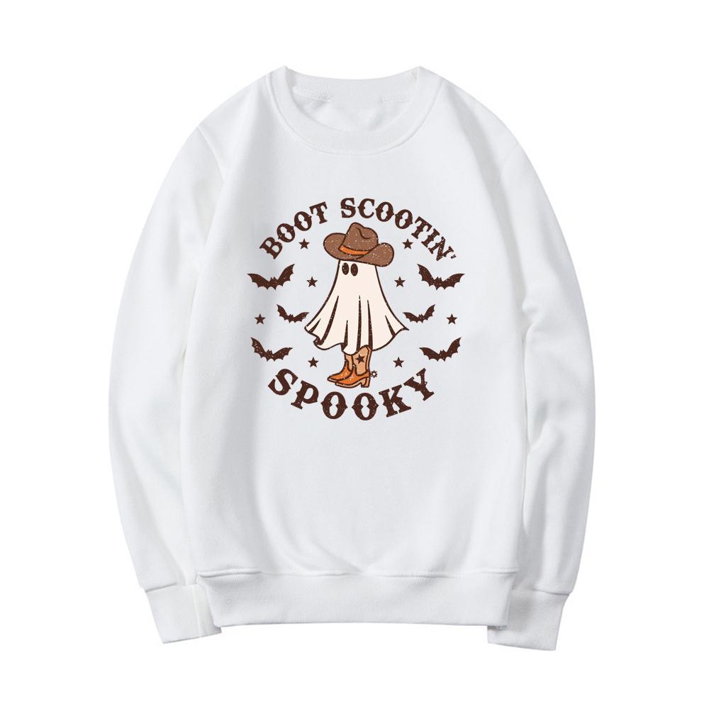Boot Scootin Spooky Sweatshirt Halloween Hoodie Cowboy Ghost Women Sweatshirts Cute Spooky Pullover Halloween Gift