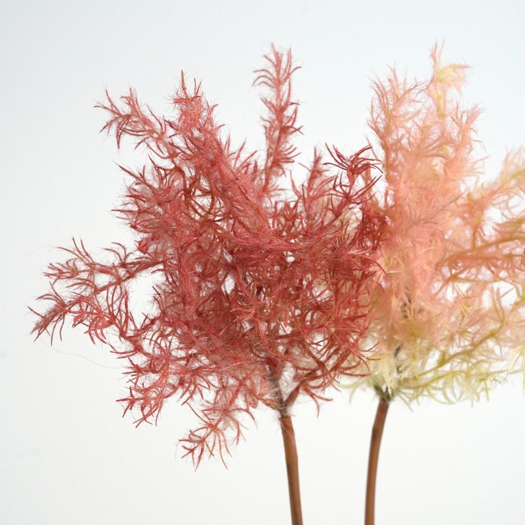 Autumn Red Artificial Cotinus Spray Flocked Artificial Smoke Tree Stem for Rustic Fall Decor Home Wedding Floral Arrangement