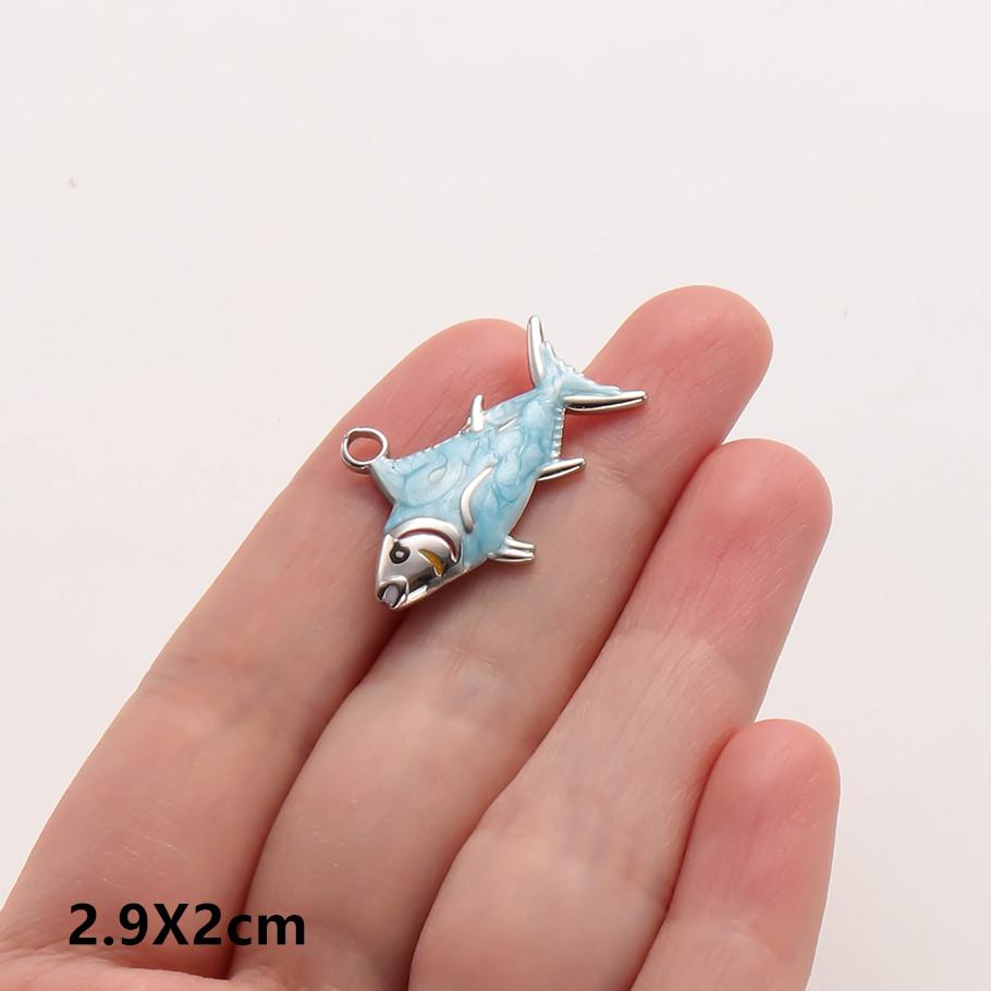 6pcs Enamel Marine Animal Starfish Fish Tail Sea Turtle Stainless Steel Charms For Jewelry Making Bulk Handmade Keychain Pendant