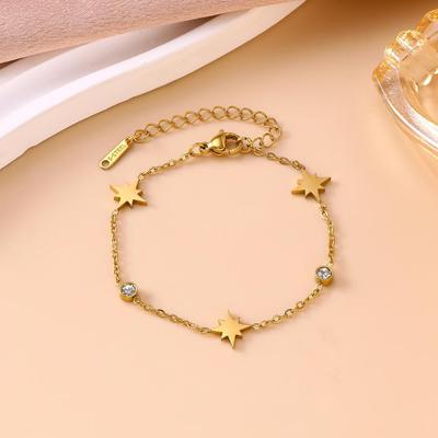 European Style Light Luxury Eight-Pointed Star Titanium Steel Bracelet with Diamond-Inlaid Zirconia for Women