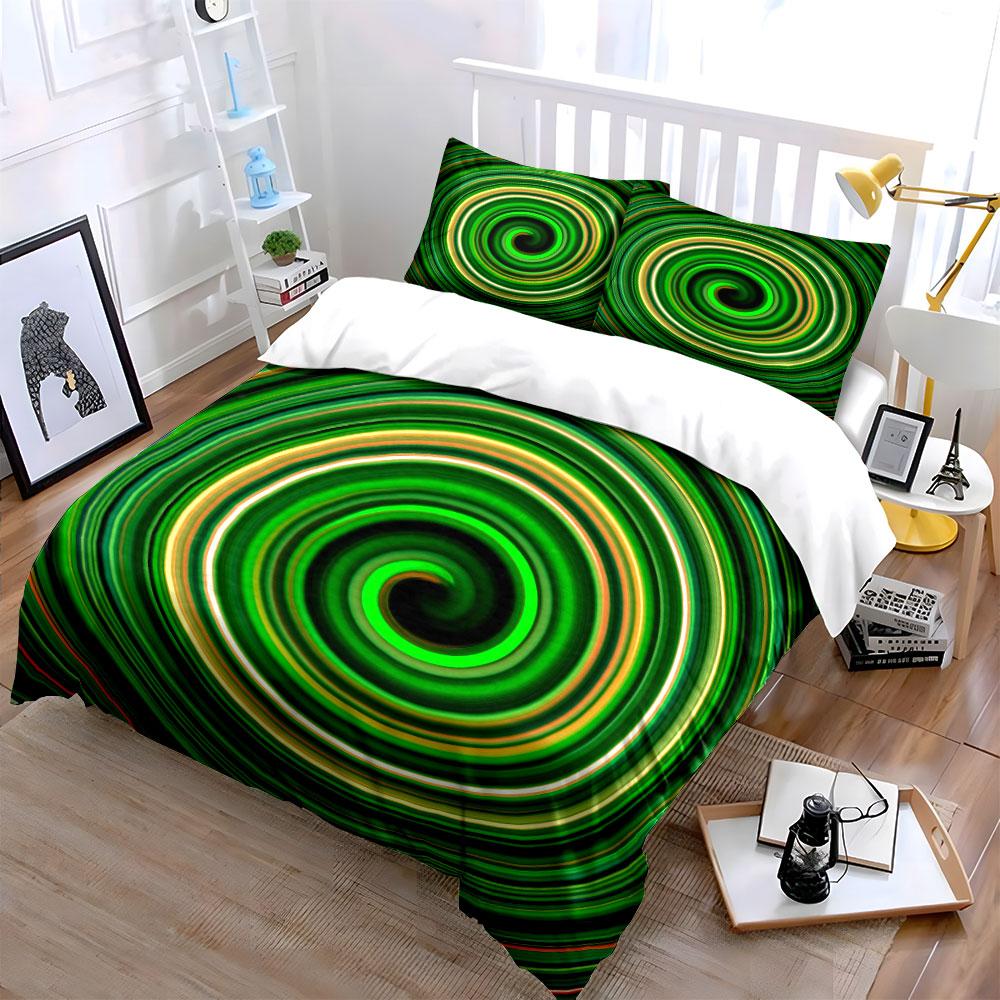 "Green Abstract Art Prints Set" Bedding Set with 1 Duvet Cover 2 Pillowcases Single Double King Queen, Gift