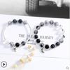 Natural black crystal couple's bracelet for women, alloy men's crystal birthstone bracelet, gift for best friends