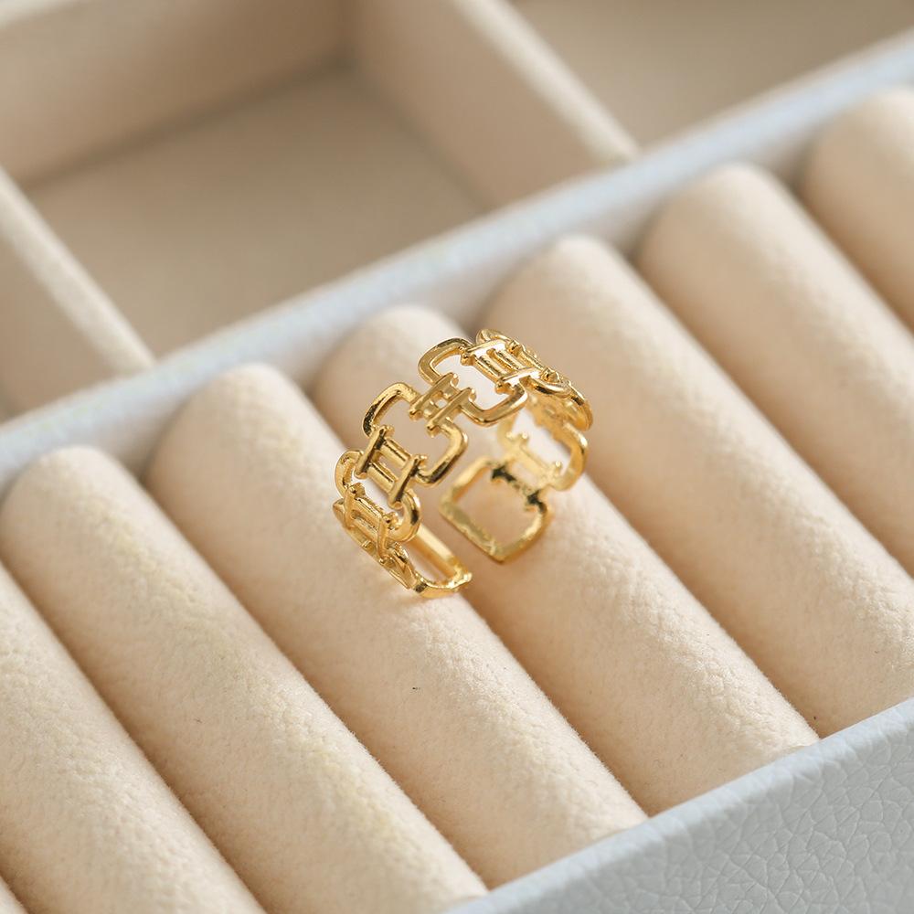 

Opening Adjustable Square Buckle Ring Irregular Hollow Personality Ring 18K Gold Opening adjustable золотой