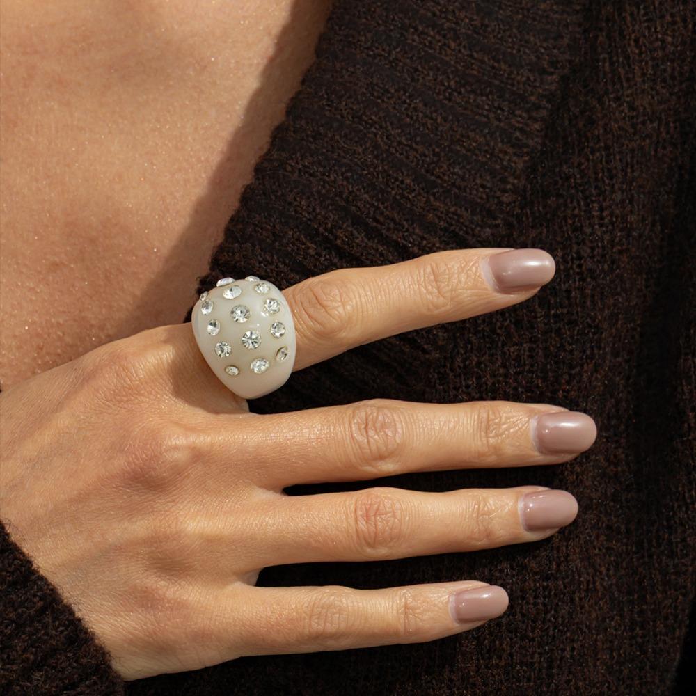 Minimalist Resin Geometric Bracelet Punk Style Irregular Wide Bracelet Bracelet Ring Set  Girls Style 10