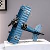 Iron Airplane Model Vintage Biplane Tabletop Ornament Collectible Mini Glider Biplane