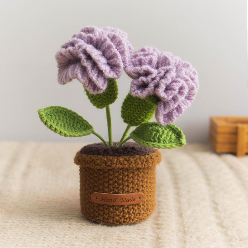 

Тюльпан Ручная работа Цветочный горшок Прекрасные вязаные крючком цветы в горшке Вязание Растение Настольный Декор Книжная полка Подарок для друзей Вязаный крючком Плетеный цветок
