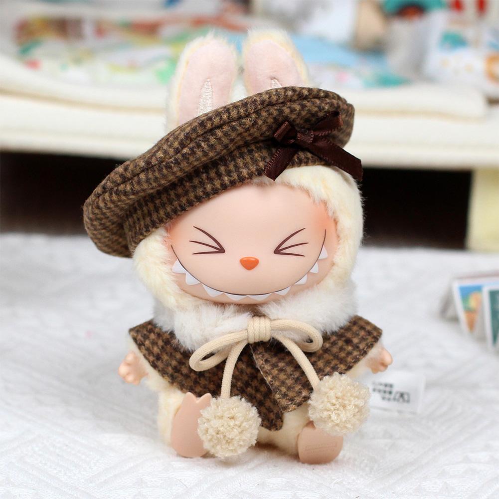 For Labubu 15/17cm Doll Stylish Overalls Clothes Set Pendant Cute Clothes with Fragrant Style For V1/V2 Labubu