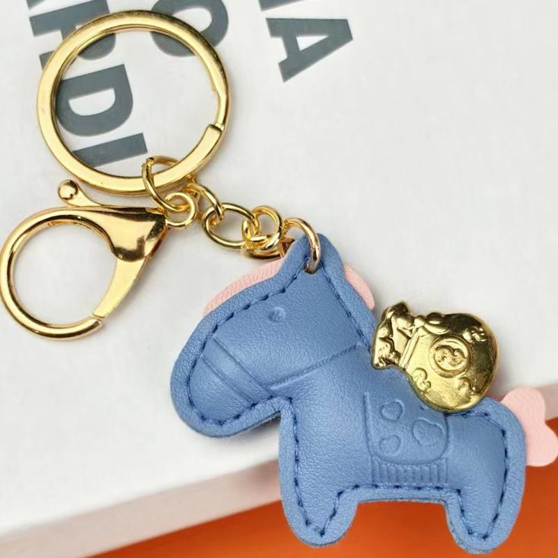 Money Soon In the New Year, Leather Bag Pendant, Cartoon Pony Keychain Pendant, Couple Love Pony Accessories