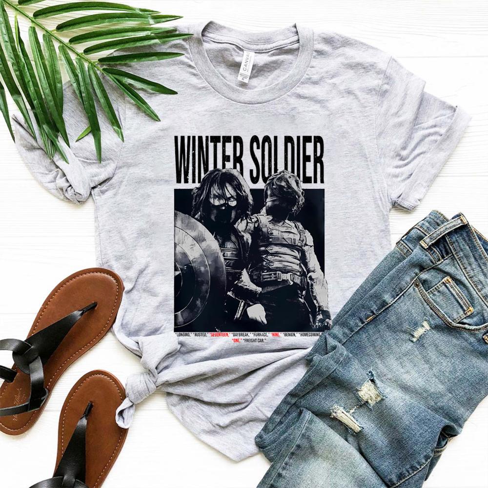 Vintage Winter Soldier T Shirt Bucky Barnes Shirt Retro 90s Tshirt Unisex Short Sleeves Tops Trendy Graphic T Shirts Fan Gifts