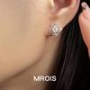 Retro Chinese Style Real Gold Zircon Stud Earrings with S925 Silver Needle - Light Luxury