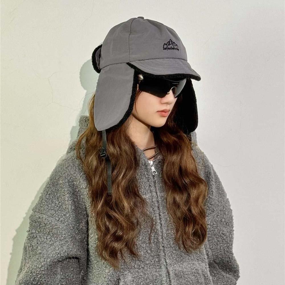 Japanese Style Earflaps Visor Hat Lightweight Windproof Pilot Cap Ear Protection Cap  Autumn