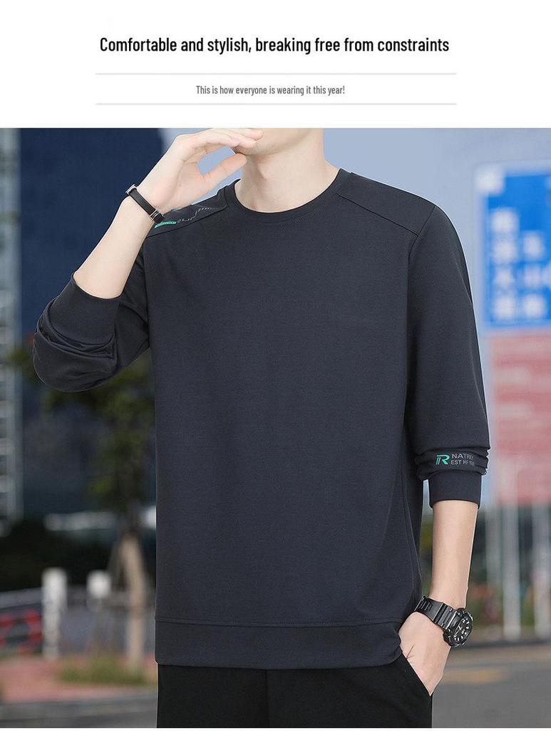 Woodpecker Men's 2025 Hoodie: Breathable Plus Velvet Round Neck Pullover, Long Sleeve, Spring/Autumn Style