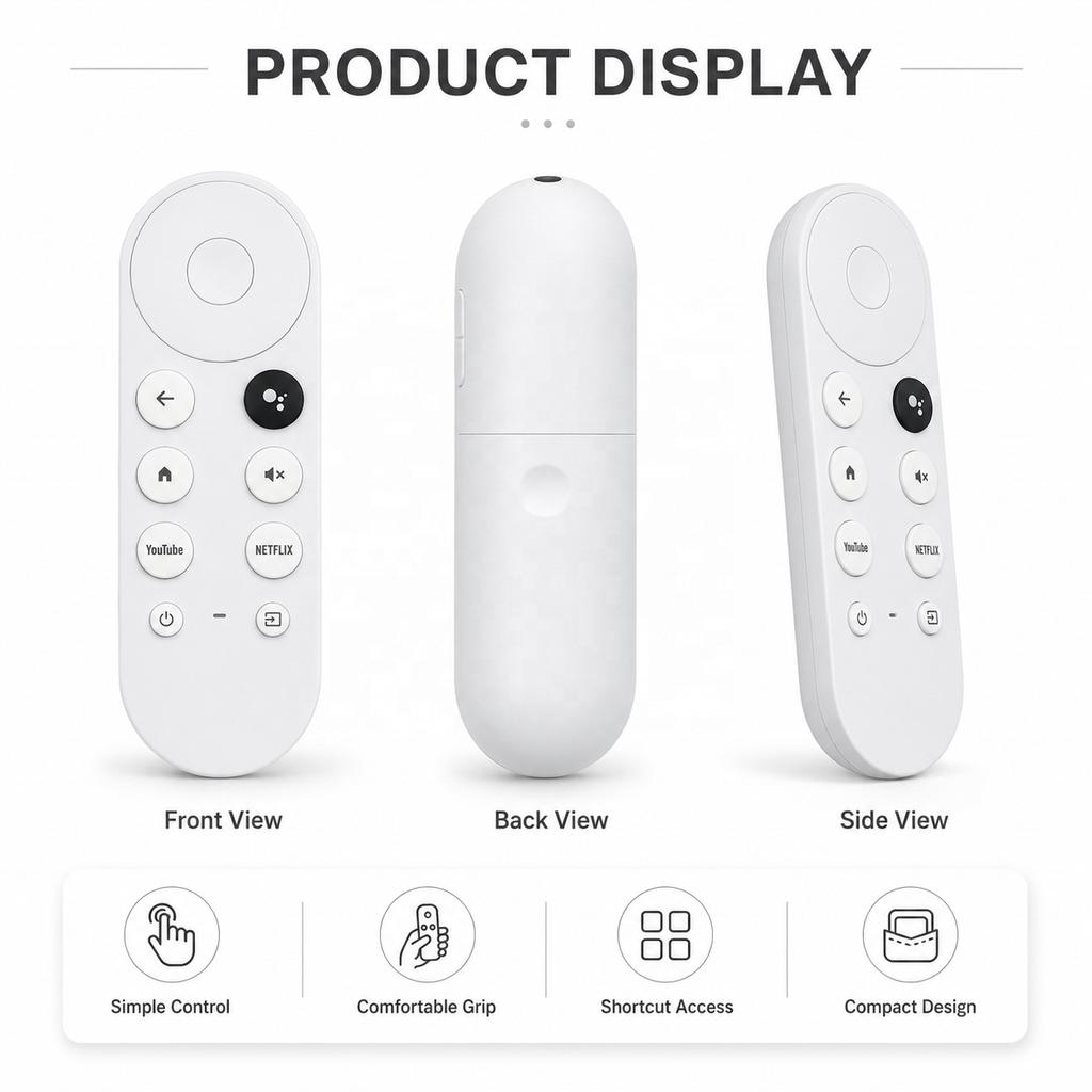 GOOGLE TV Remote Control with 8-12m Range 4 Buttons