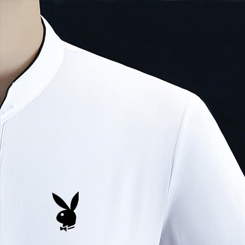 PLAYBOY Men's Stand Collar Long Sleeve Casual T-Shirt
