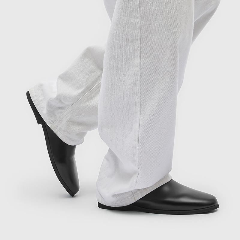 2025 New Men's Loafers Luxury Business Half Shoes for Male Patent Leather Mules Non-slip Outdoor Summer Moccasins Handmade Flats