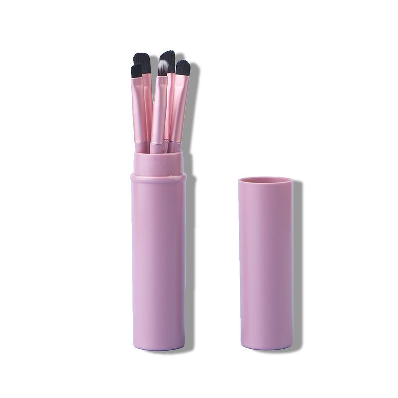 Crazed Rush 5-Piece Aluminum Eyeshadow Brush Set with Case: Eyelid, Lip, and Nose Blending Tools