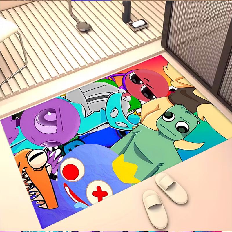 Game Rainbow Friends Print Rug, Washable Floor Carpet, For Entryway Dorm Laundry Room Office Study, Home Decor Birthday Christmas Gift