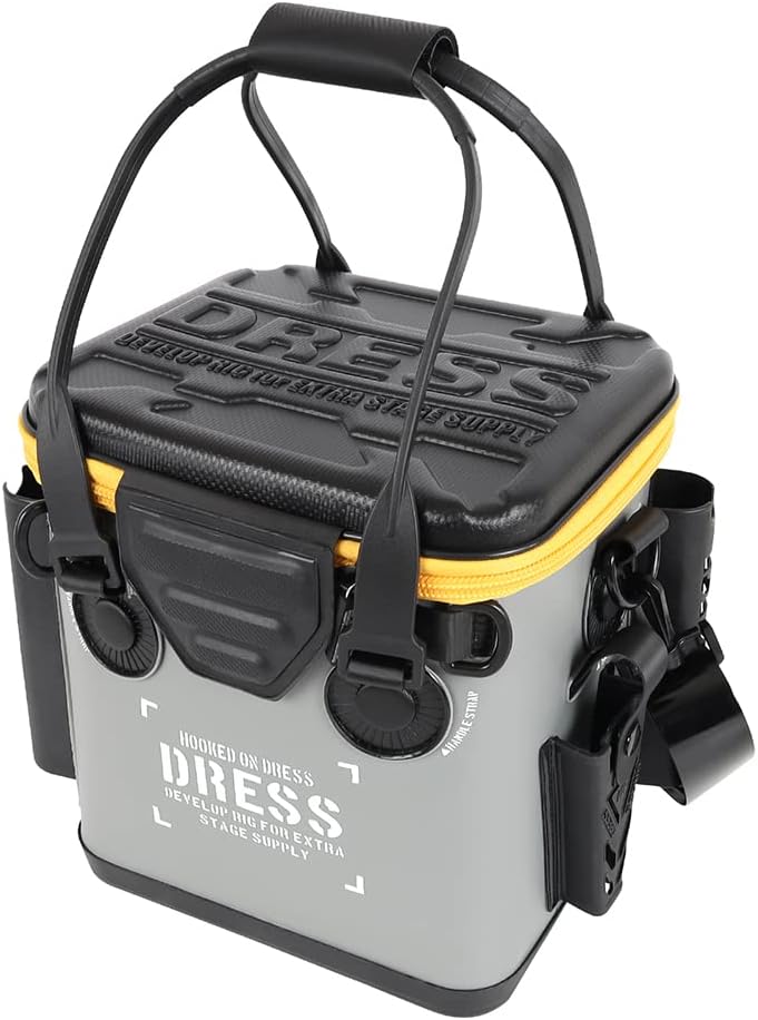 

Рыболовное ведро Dres Baccan с держателем для удилища и сетчатым карманом 12л 34л 3 размера 7 цветов