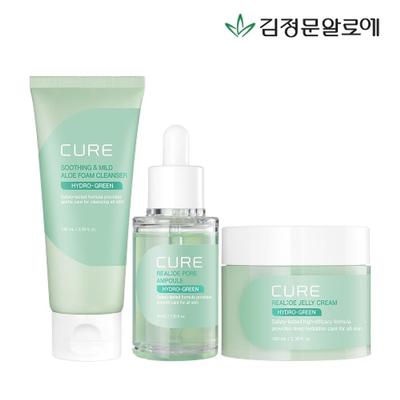[Kim Jeong-moon Aloe] Cure Pore Ampulle + Gelee-Creme + Beruhigender Schaumreiniger