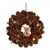 Gold Glitter Pinecone Wreath with Owl 38cm