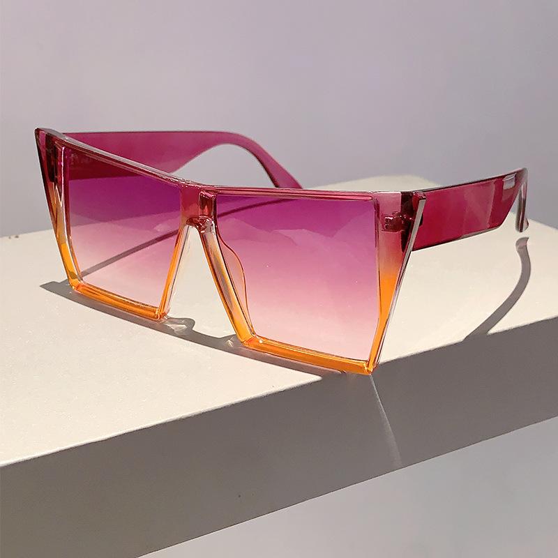 Vintage Big Frame Square Sunglasses Women For Men Luxury Brand Designer Sun Glasses Punk Popular Oversized Double Color Shades