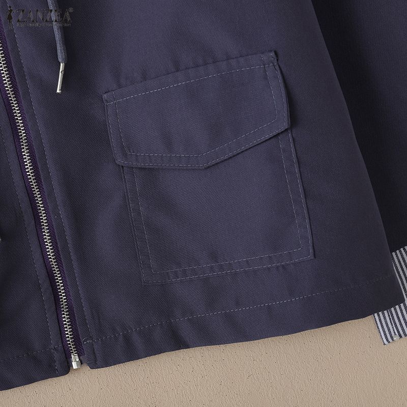 ZANZEA Womens Autumn Casual Long Sleeve Hoodies Thin Jackets