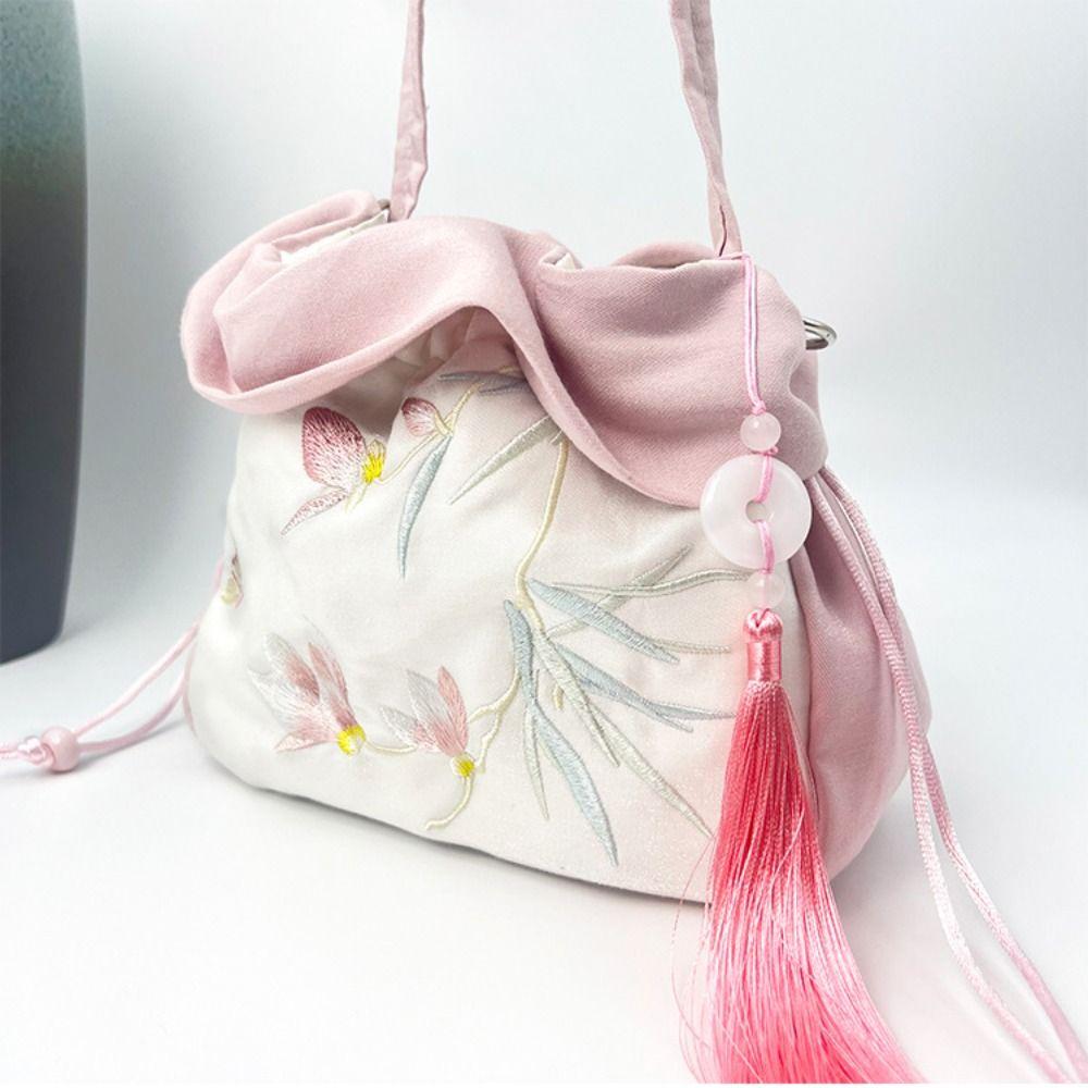 Handbag Flower Drawstring Bucket Bag Rabbit Small Messenger Bag Embroidery Crossbody Bag  Children