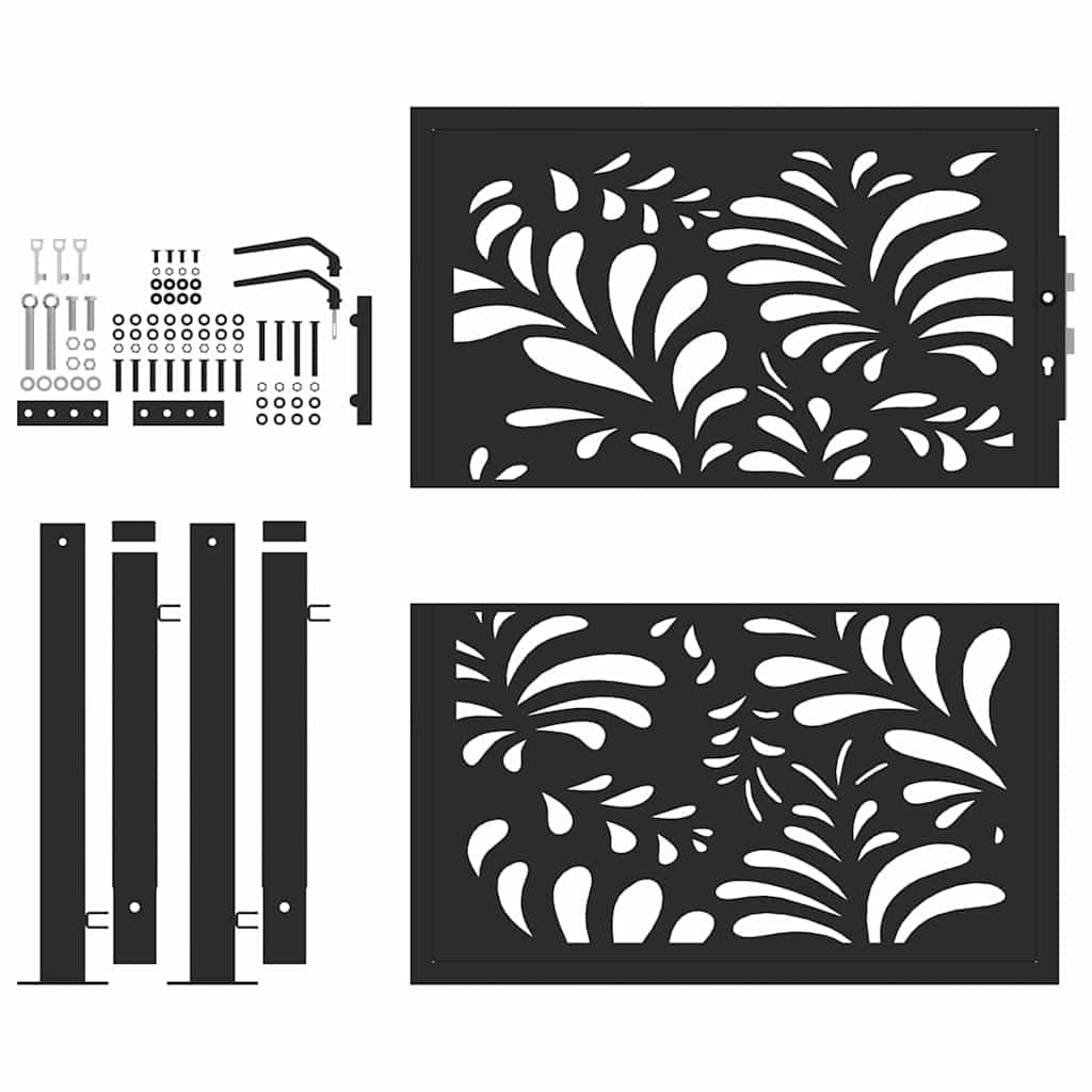 Black Garden Gate 105X106 Cm Steel Wave Pattern