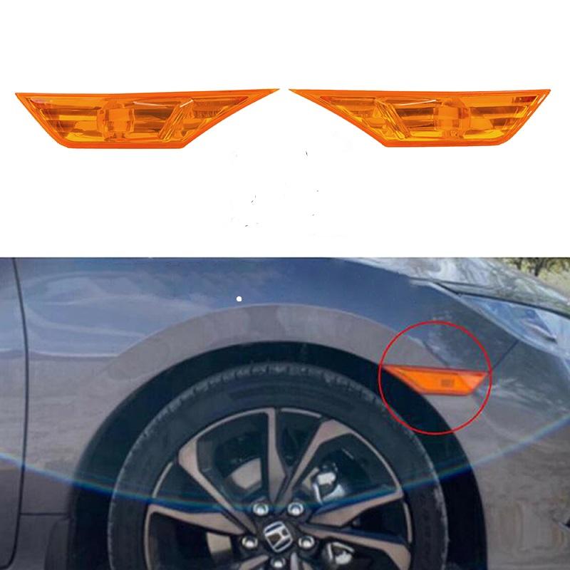 1 Pair Lens Front Bumper Side Marker Light Lamp Housing Fit for Honda for Civic 2016-2021 Sedan Coupe Hatchback Car Replacement Auto Parts