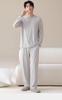 2026 Spring Men's Pure Cotton Casual Pajamas - Solid Color, Round Neck, Indoor/Outdoor Wear