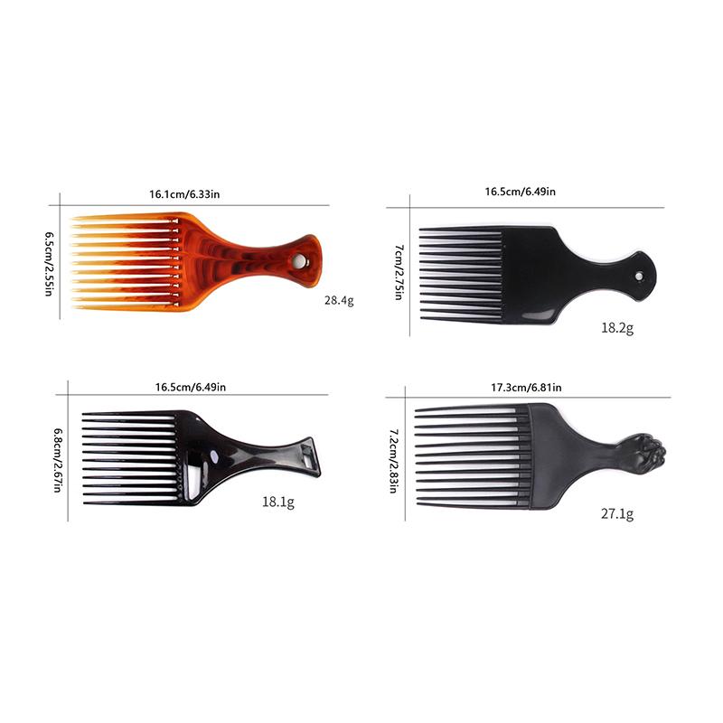 Wide Teeth Brush Pick Comb Fork Hairbrush Insert Hair Pick Comb Plastic Combs For Curly Afro Hair Styling Tools For Women Men