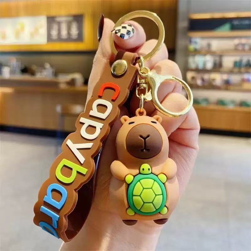 Капибара ПВХ Подвеска ПВХ Симуляция Капибара ПВХ Брелок Милый С Черепахой Капибара Аниме Брелок