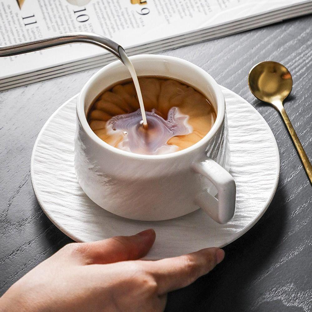 Hitzebeständiges Tassen- und Teller-Set Hohe Schönheit Frühstückstasse Felsensand Keramik Kaffeetasse Gewerblich