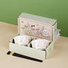 Year of the Horse Ceramic Rice Bowl Set: Includes Bowl, Plate, and Chopsticks - Perfect for Home and Business Gifts
