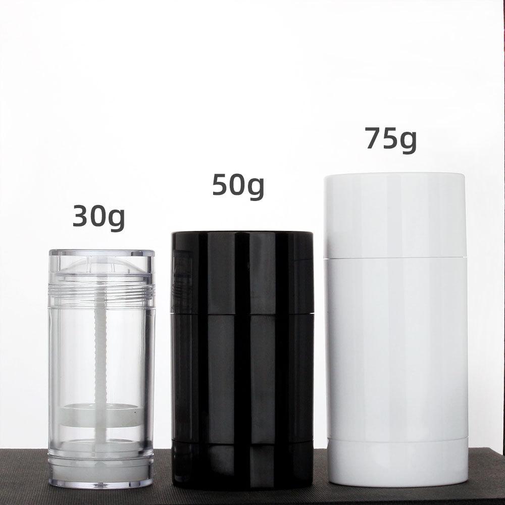 30/50/75g Schwarzes festes Cremetiegel-Drehstift, Deodorant-Balsam-Behälter mit großem Fassungsvermögen, Leerer Stick für Haarwachs Lippenbalsam