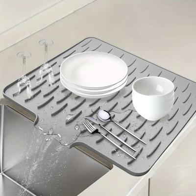 Non-Slip Silicone Kitchen Drain Mat with Built-in Drainage Design,Heat-Resistant,Easy To Clean,Suitable for Countertops