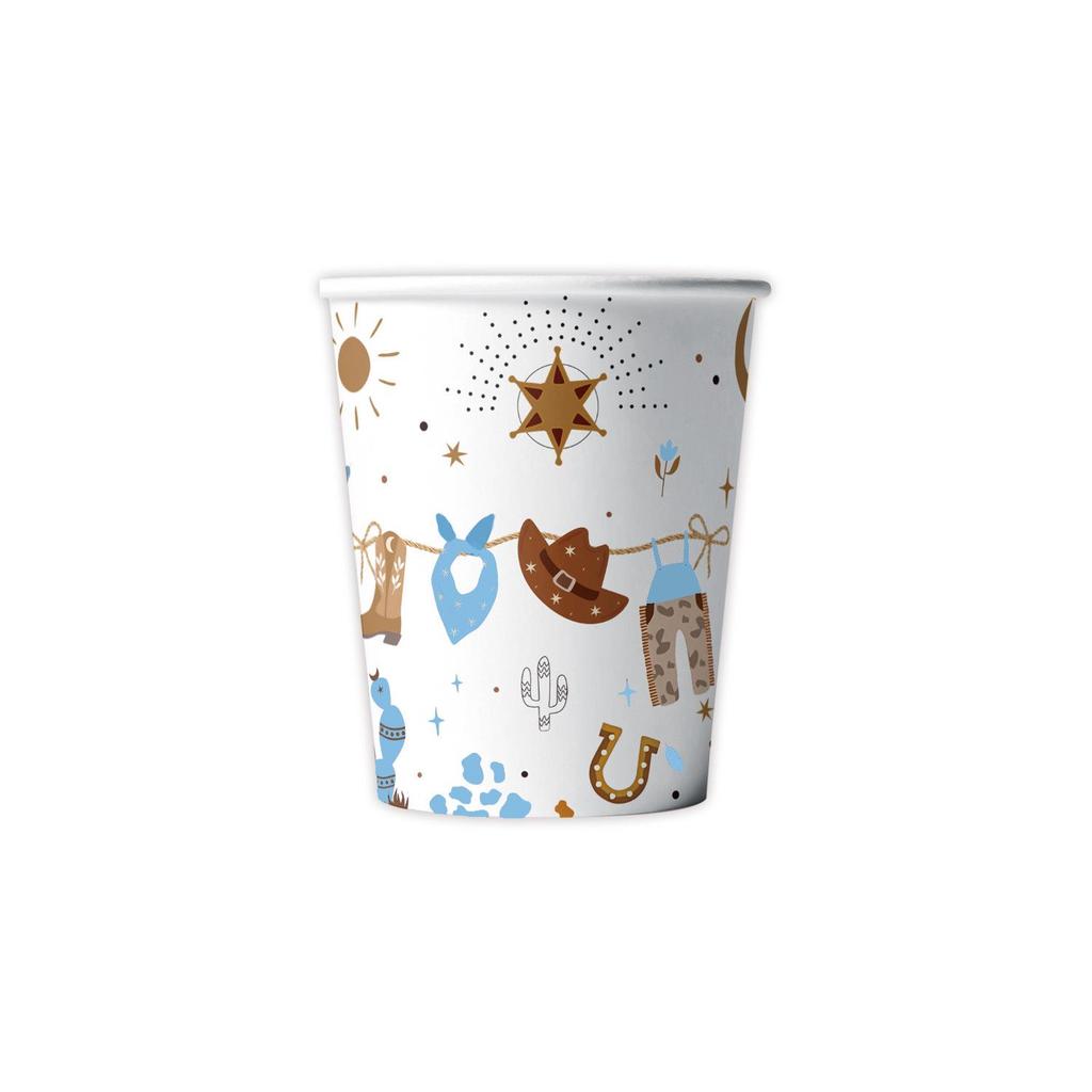 Western Cowboy Themed Party Supplies: Brown Paper Plates, Napkins, and Tablecloth