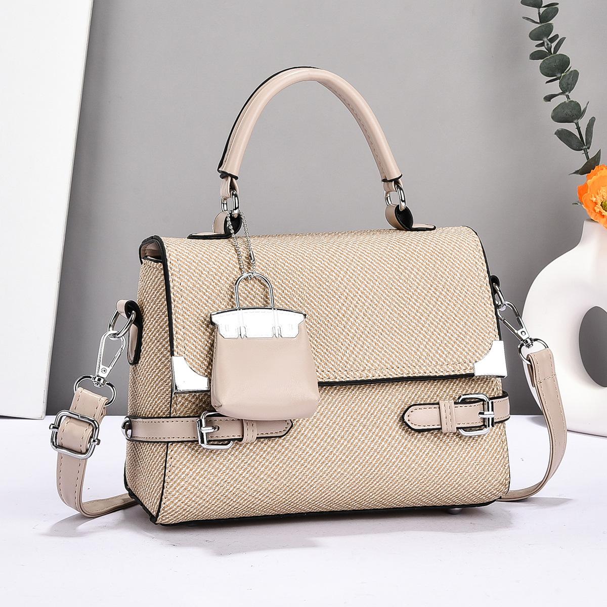 Yiran Furniture Nieuwe Macaron Mode Handtas Gesplitste Canvas Textuur Hoge Uitstraling Horizontale Schoudertas Grote Capaciteit Crossbody Tas . gray