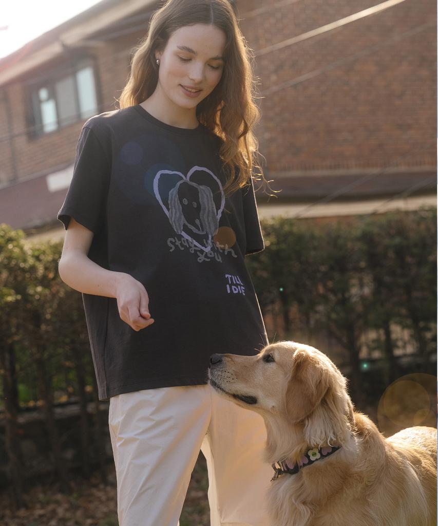 Tilaidai Love For My Dog T-Shirt [Tisu07Ts17]Charcoal