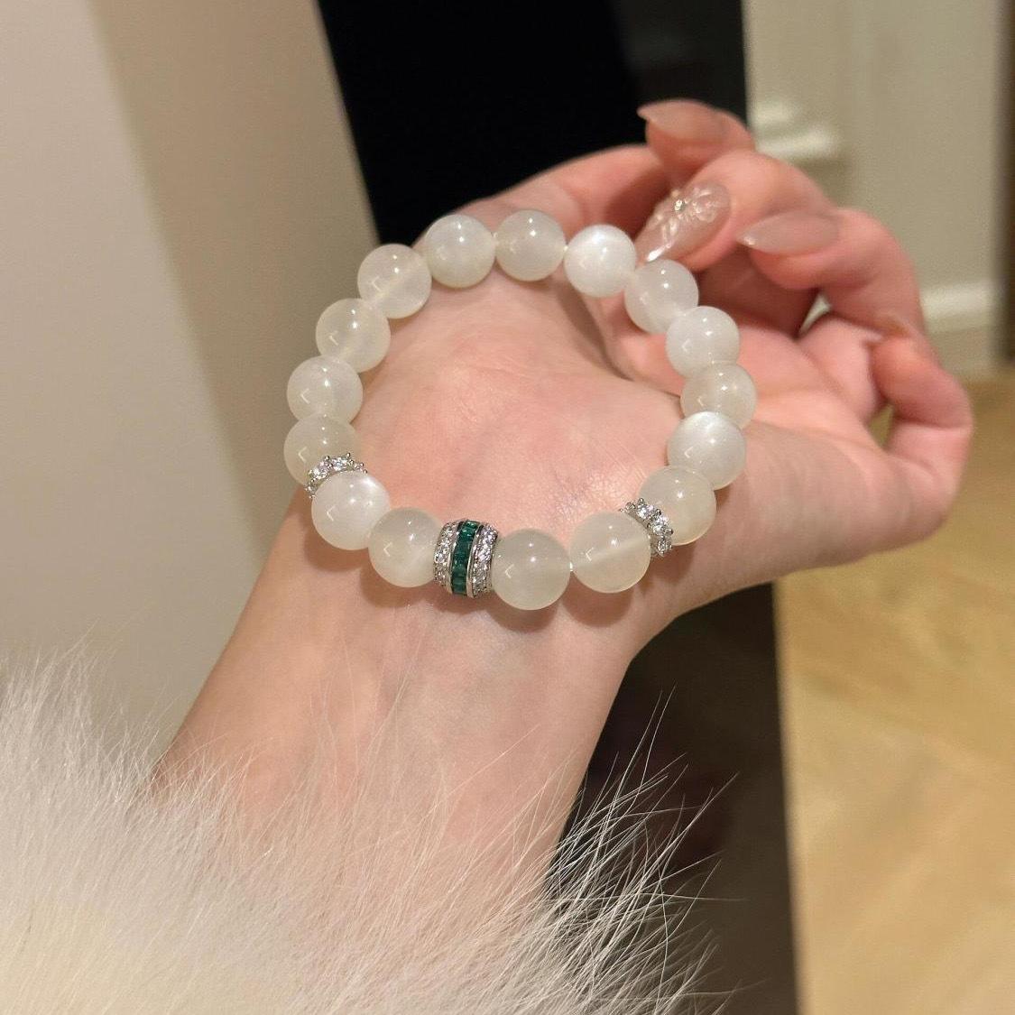New Chinese Lucky Moonstone Yu Bracelet Exquisite Temperament Versatile Premium Sense Guochao Cool Sense Bracelet Women s 2026 18CM