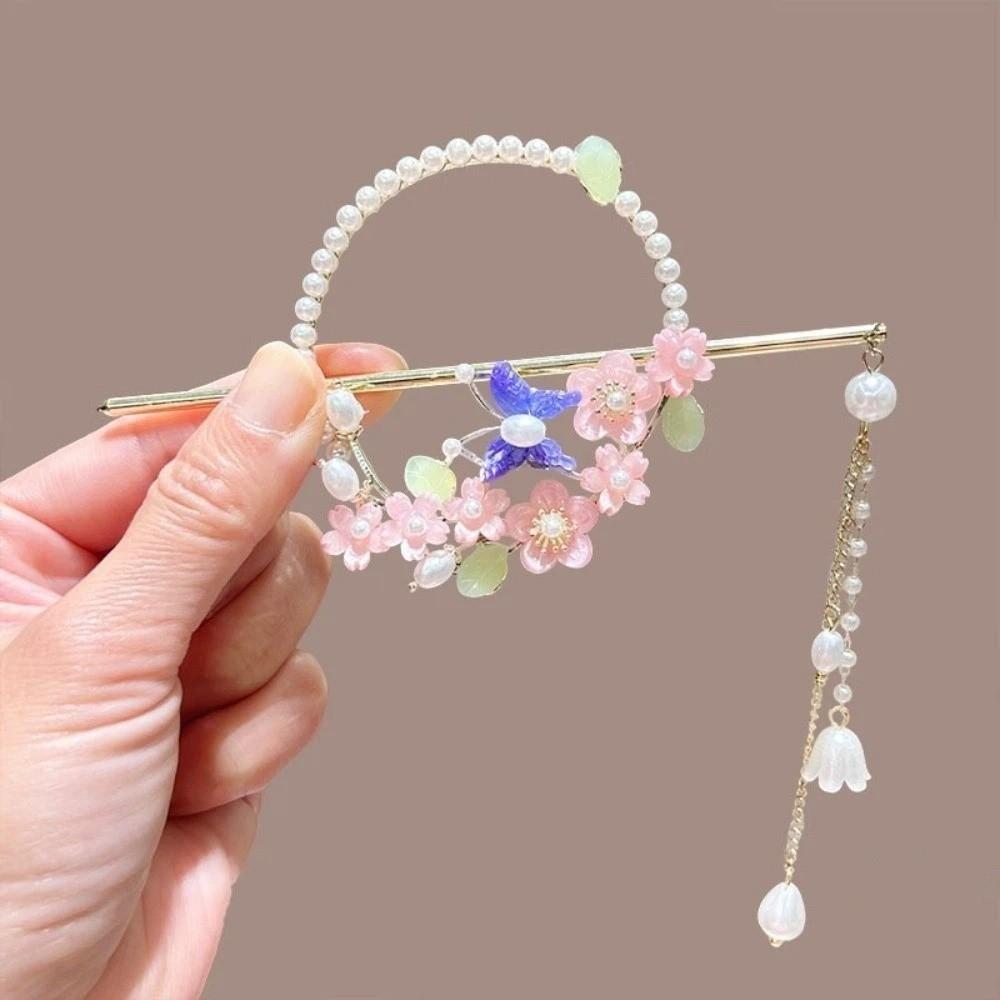 Vintage Hanfu Hairpin Elegant Pearls Hair Sticks Gift Floral Hair Accessory  Wedding