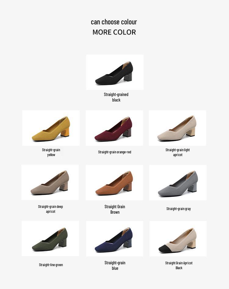 569 Princeznovské robustní podpatky - 2024 Čtvercová špička, Žebrovaná jednobarevná, Všestranné dámské boty ve francouzském stylu